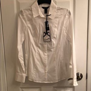 NWT WHBM white fitted blouse. Size 4